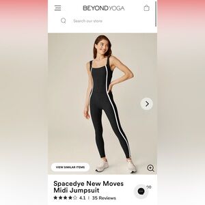Beyond Yoga Space Dye Black Jumpsuit with White Stripes